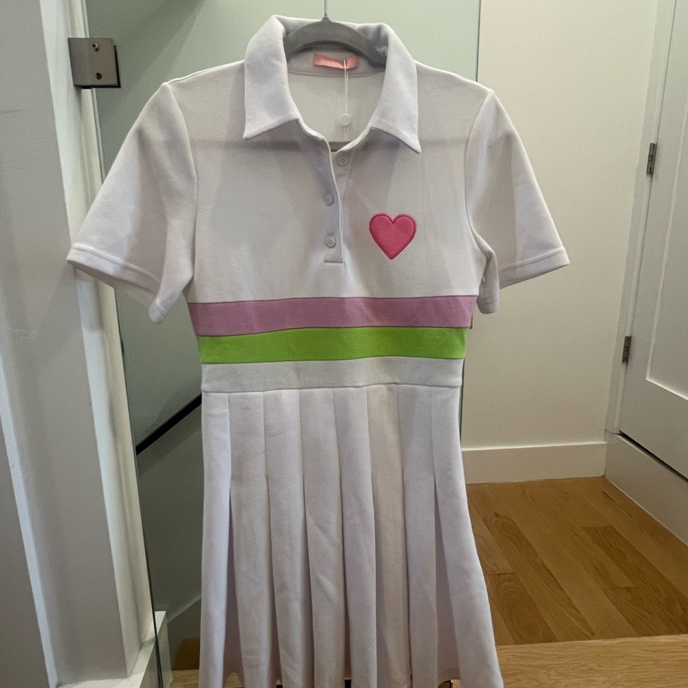 Kling White Dress with Pink and Green Accents